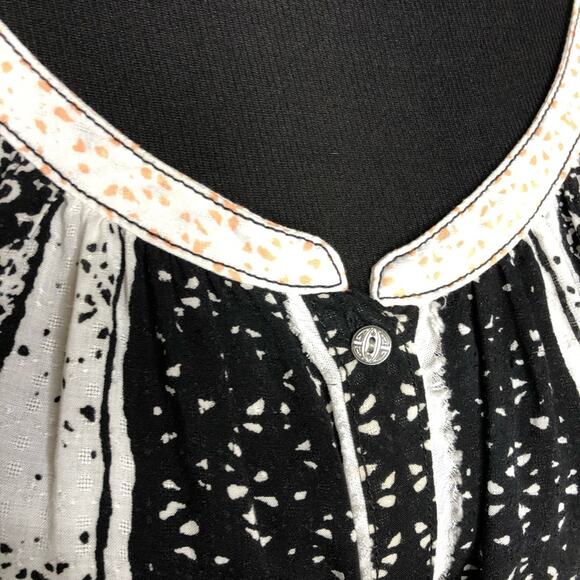 Free People black peach white floral batwing sleeve button down top size Small - Picture 5 of 15